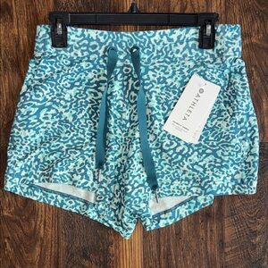 Athleta Teal and White Patterned Athletic Shorts